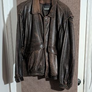 Classic Brown Leather Military Jacket